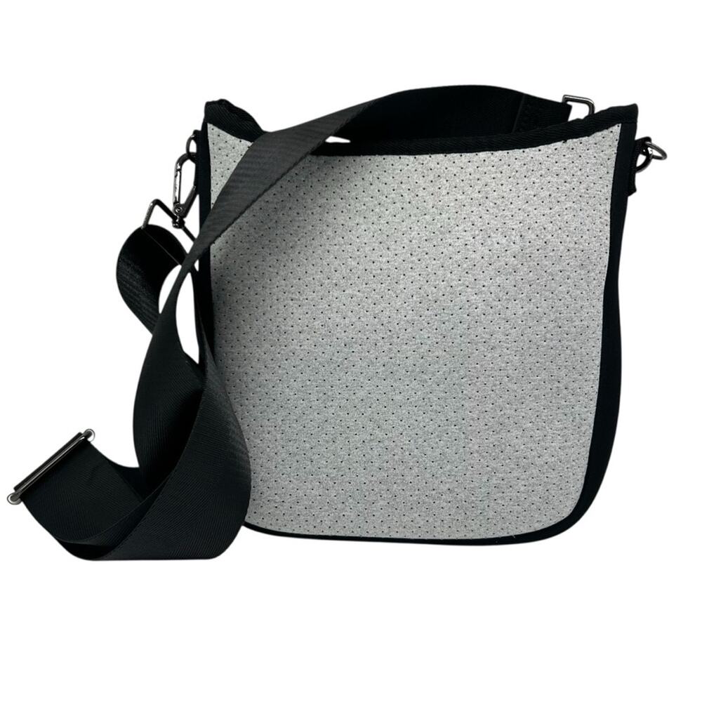 Haute Shore Jeri Cult Crossbody Bag Gray Black Perforated Neoprene Travel Bag - Picture 2 of 9